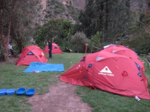 Tents and washing basins awaiting 